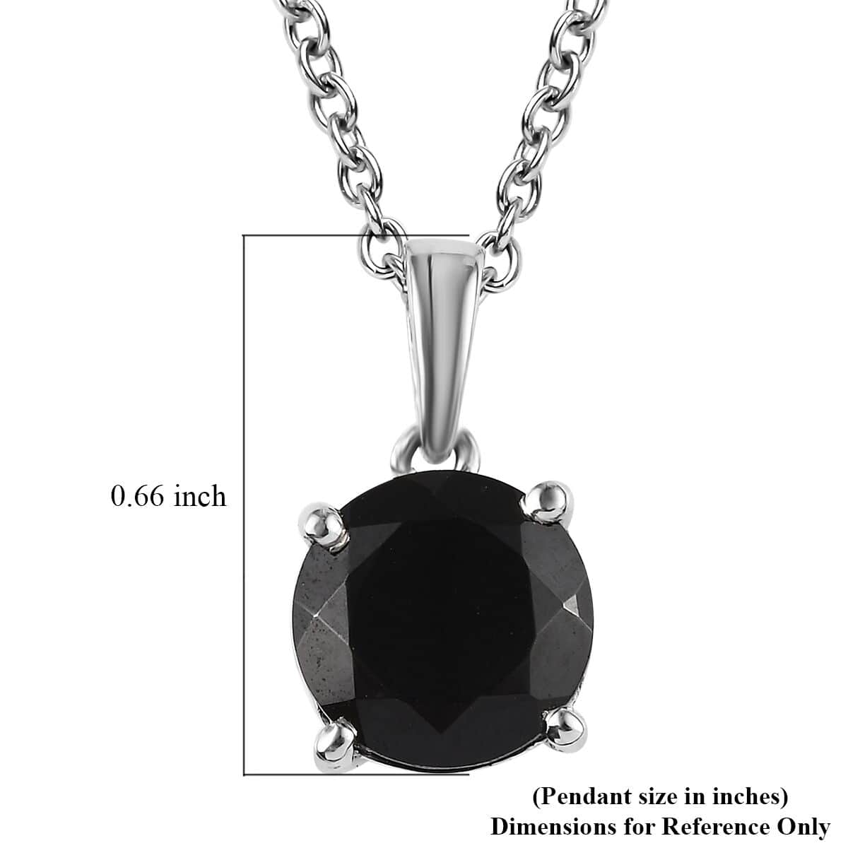 Thai Black Spinel Pendant Necklace 20 Inches in Stainless Steel 4.60 ctw image number 5