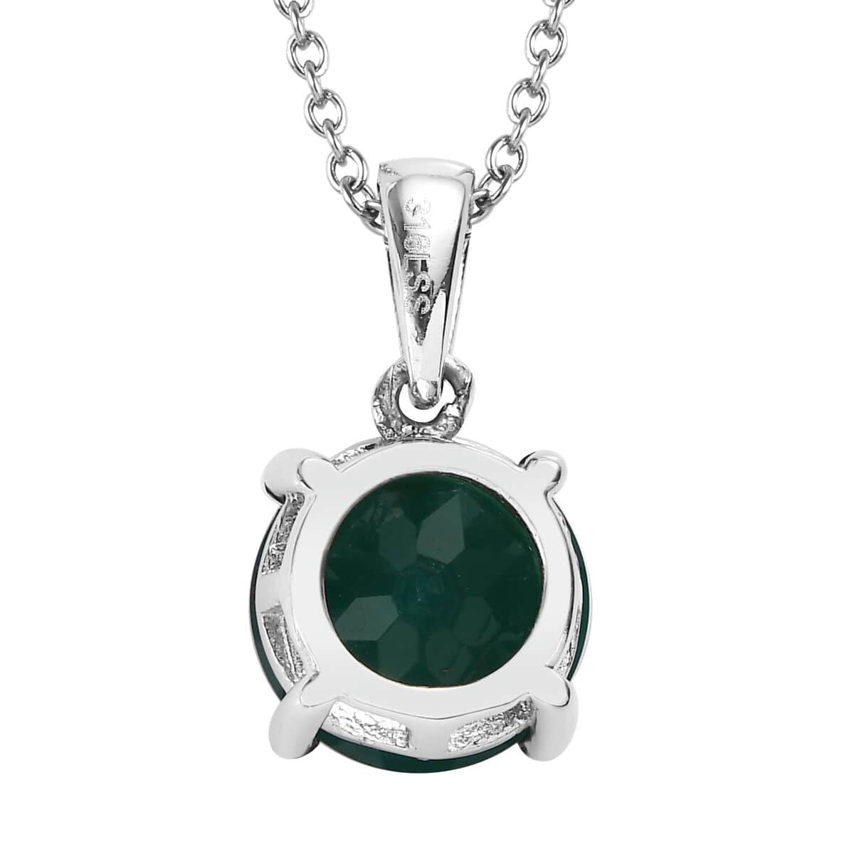 Green Onyx Solitaire Pendant Necklace 20 Inches in Stainless Steel 3.20 ctw image number 4