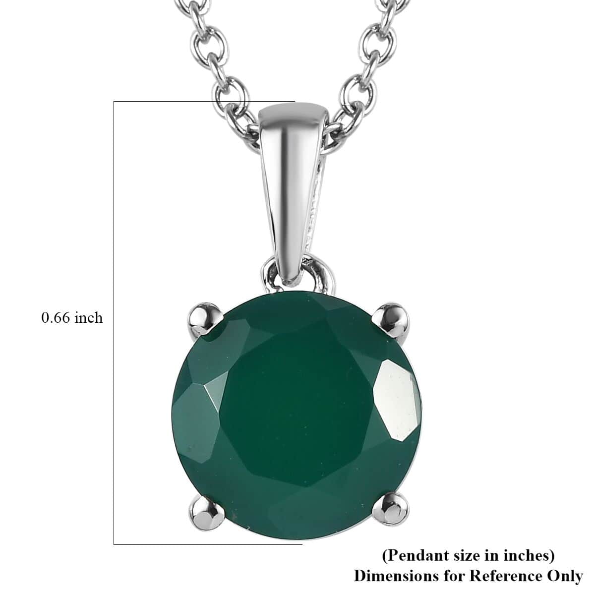 Green Onyx Solitaire Pendant Necklace 20 Inches in Stainless Steel 3.20 ctw image number 6