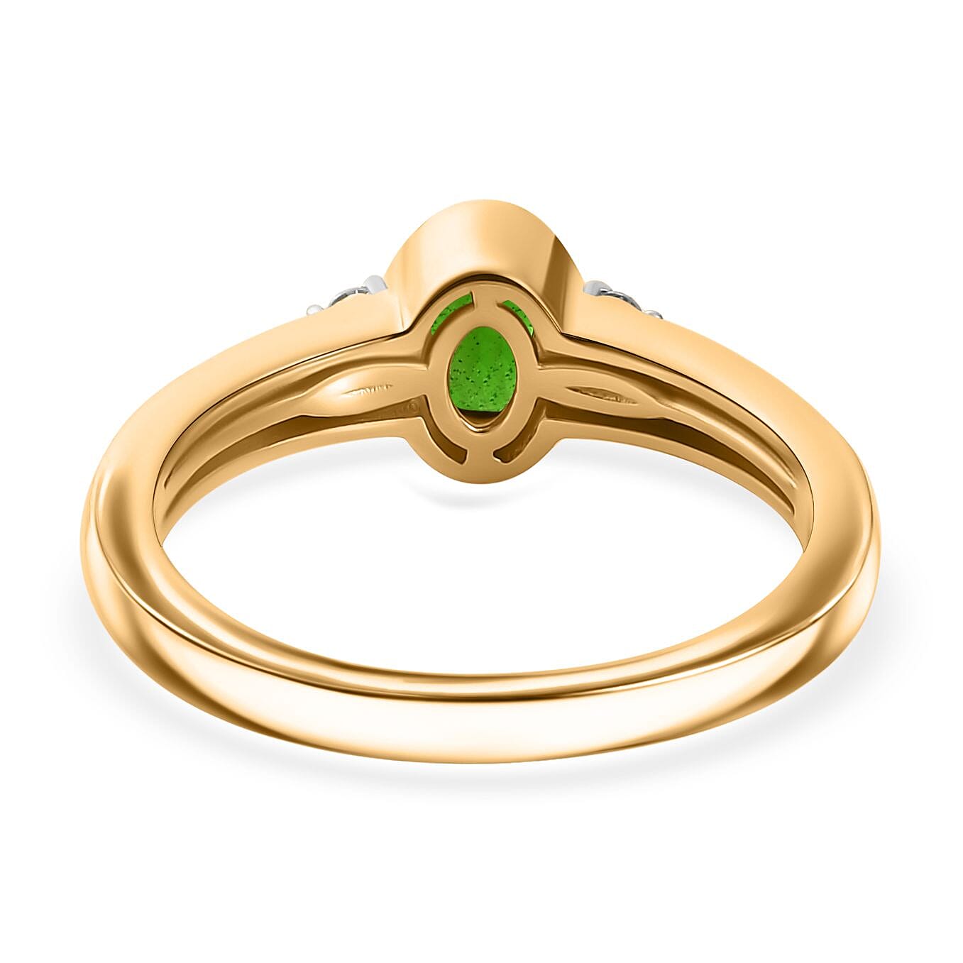 Chrome Diopside and Moissanite 1.05 ctw Ring (Size 8.0) and Pendant in Vermeil Yellow Gold Over Sterling Silver