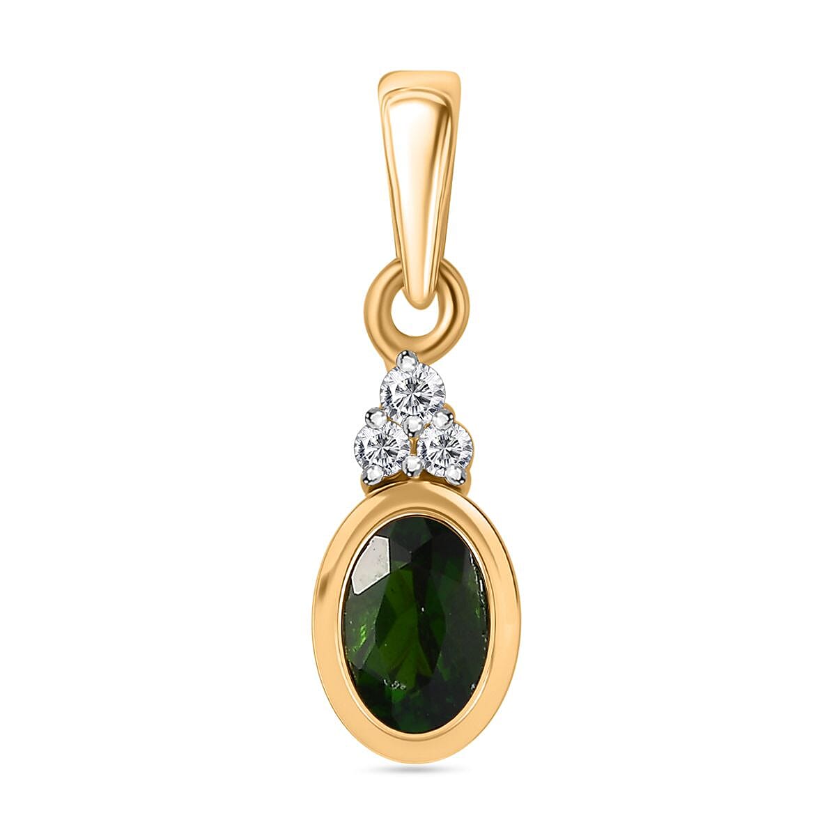 Chrome Diopside and Moissanite 1.05 ctw Ring (Size 8.0) and Pendant in Vermeil Yellow Gold Over Sterling Silver