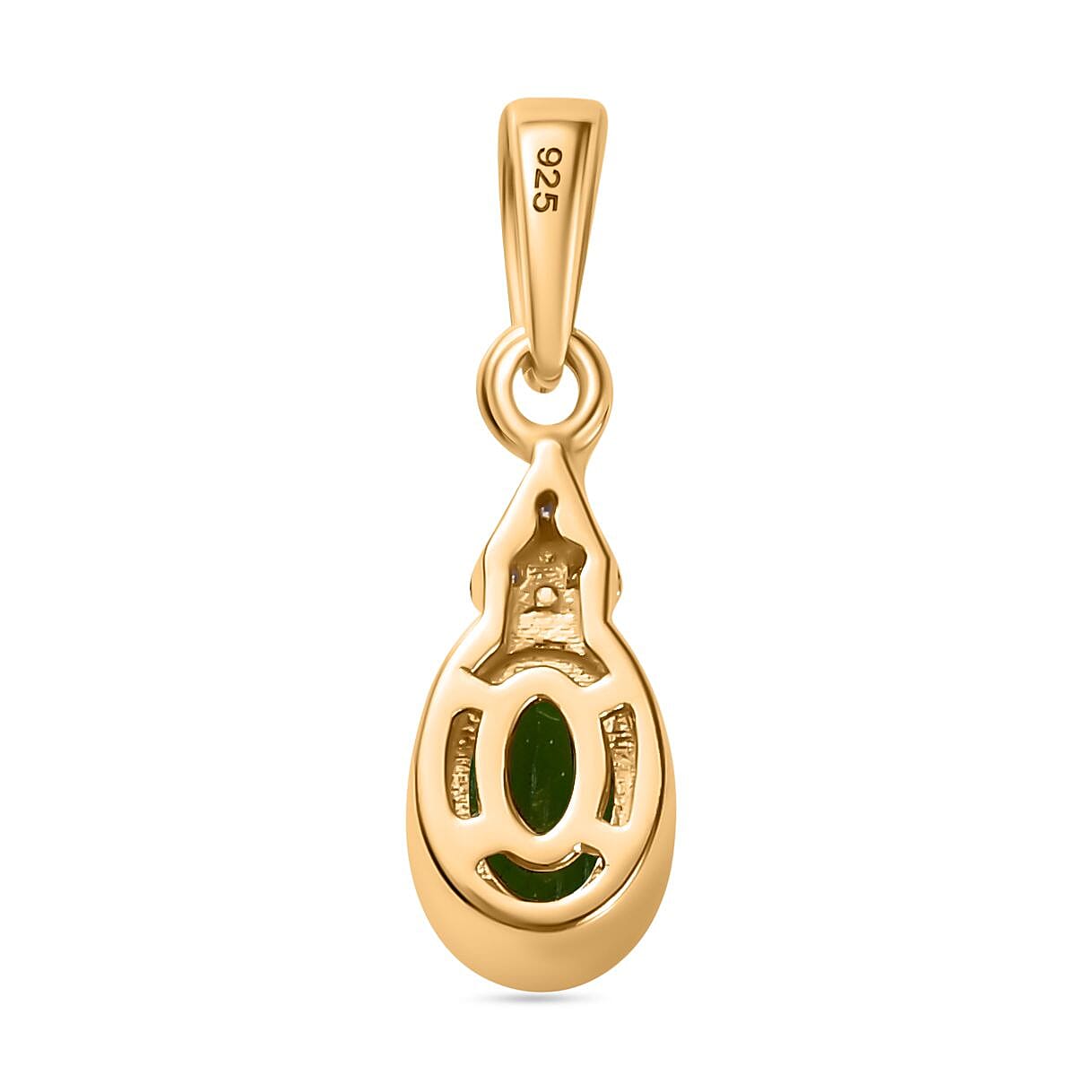 Chrome Diopside and Moissanite 1.05 ctw Ring (Size 8.0) and Pendant in Vermeil Yellow Gold Over Sterling Silver
