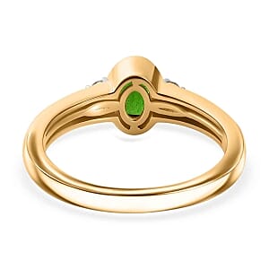 Chrome Diopside and Moissanite 1.05 ctw Ring (Size 9.0) and Pendant in Vermeil Yellow Gold Over Sterling Silver