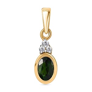 Chrome Diopside and Moissanite 1.05 ctw Ring (Size 9.0) and Pendant in Vermeil Yellow Gold Over Sterling Silver