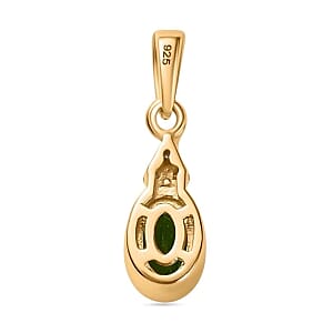 Chrome Diopside and Moissanite 1.05 ctw Ring (Size 9.0) and Pendant in Vermeil Yellow Gold Over Sterling Silver