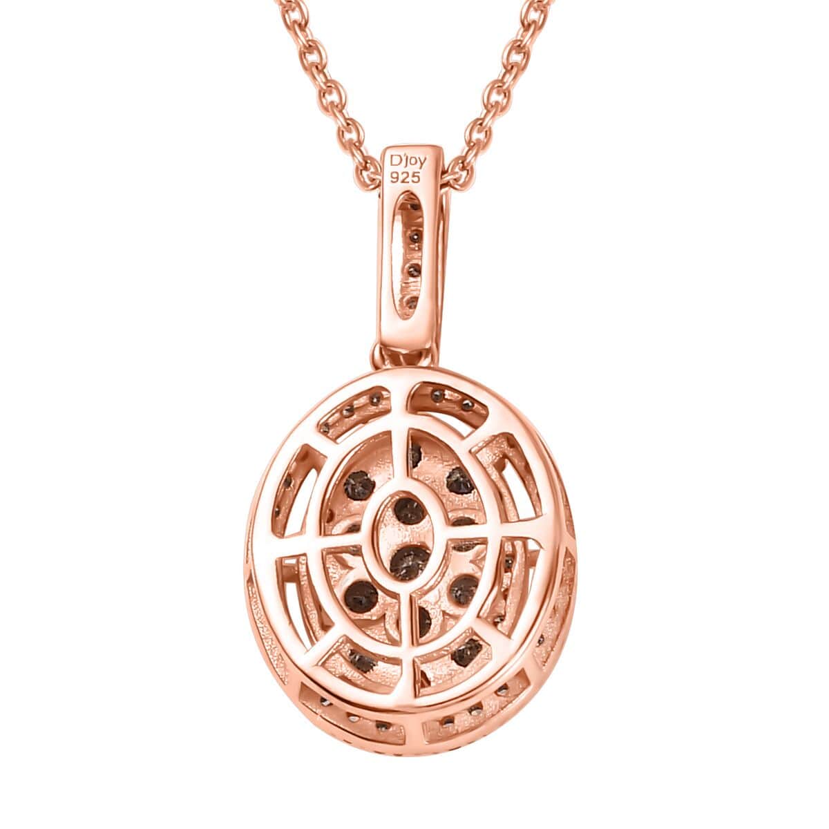 Natural Champagne Diamond Pendant Necklace 18 Inches in 18K Vermeil Rose Gold Over Sterling Silver 1.00 ctw (Del. in 10-12 Days) image number 4