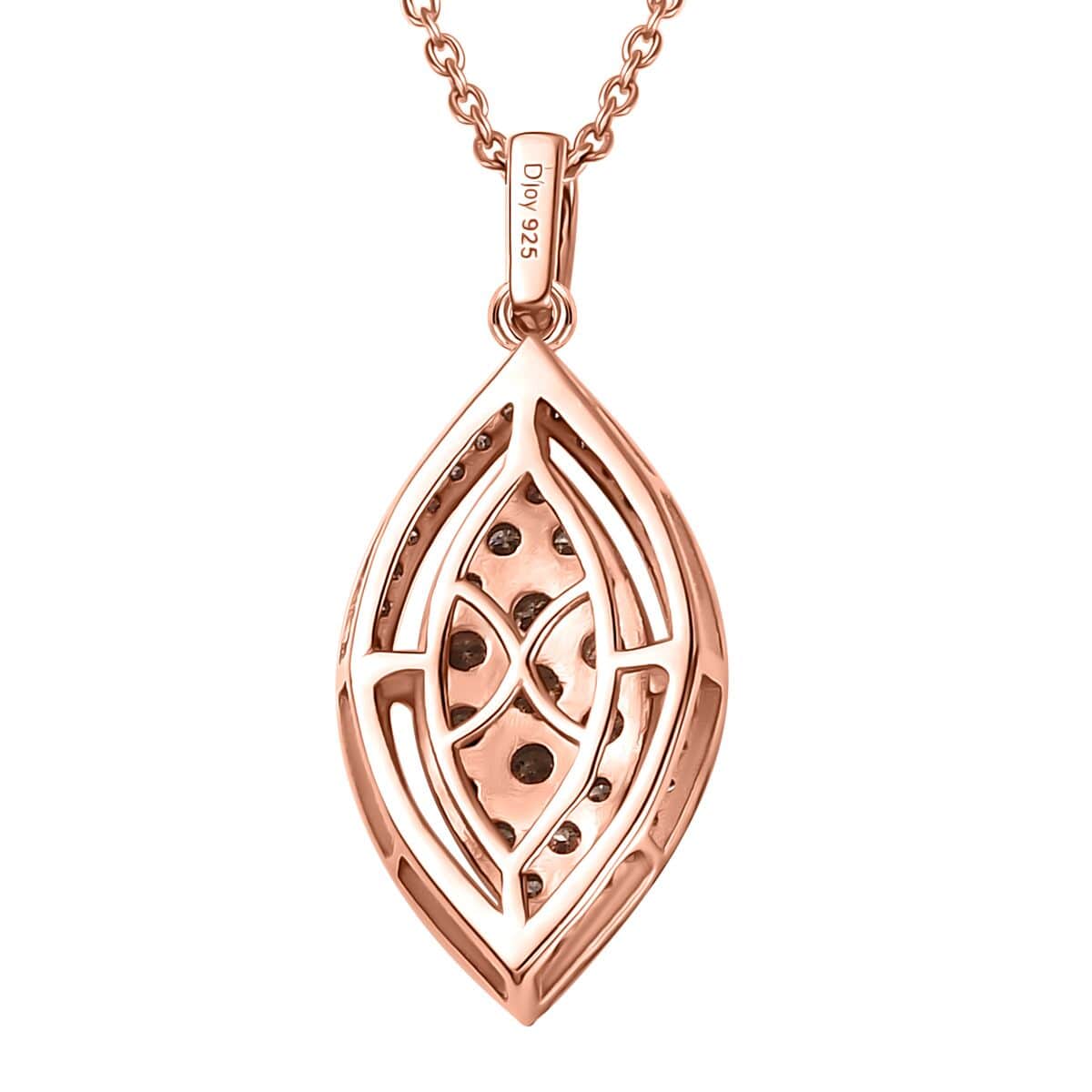 Natural Champagne Diamond Pendant Necklace 20 Inches in 18K Vermeil Rose Gold Over Sterling Silver 1.00 ctw image number 4