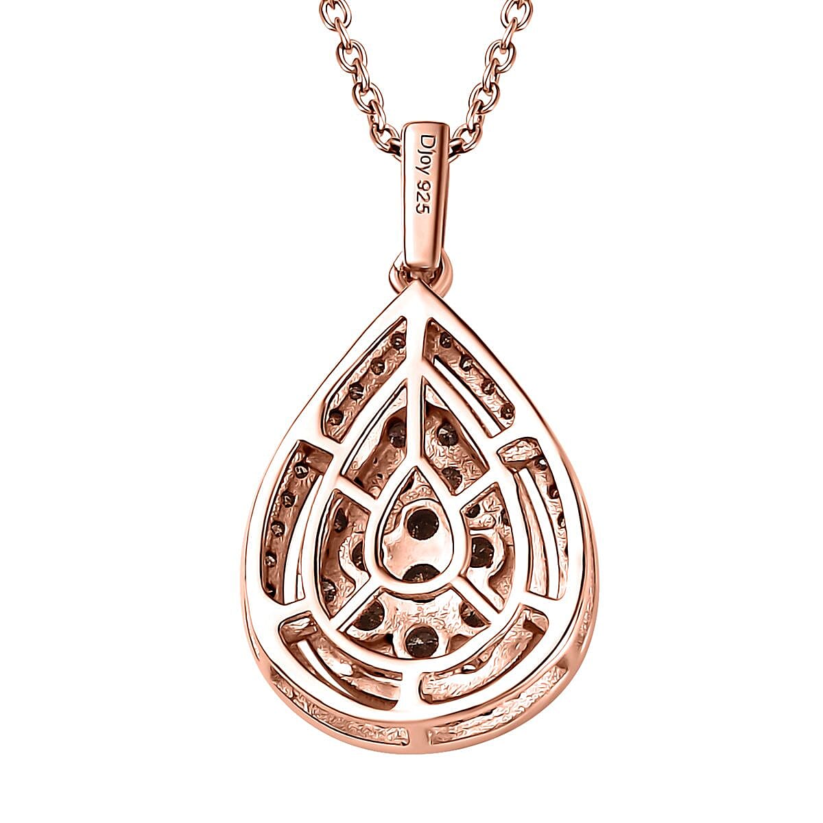 Natural Champagne Diamond Pendant Necklace 20 Inches in 18K Vermeil Rose Gold Over Sterling Silver 1.00 ctw image number 4