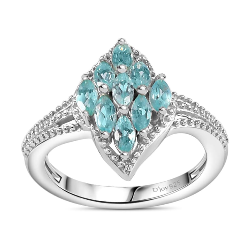 Betroka Blue Apatite Ring (Size 5.0) and Pendant in Rhodium Over Sterling Silver with Stainless Steel Necklace 20 Inches 1.70 ctw