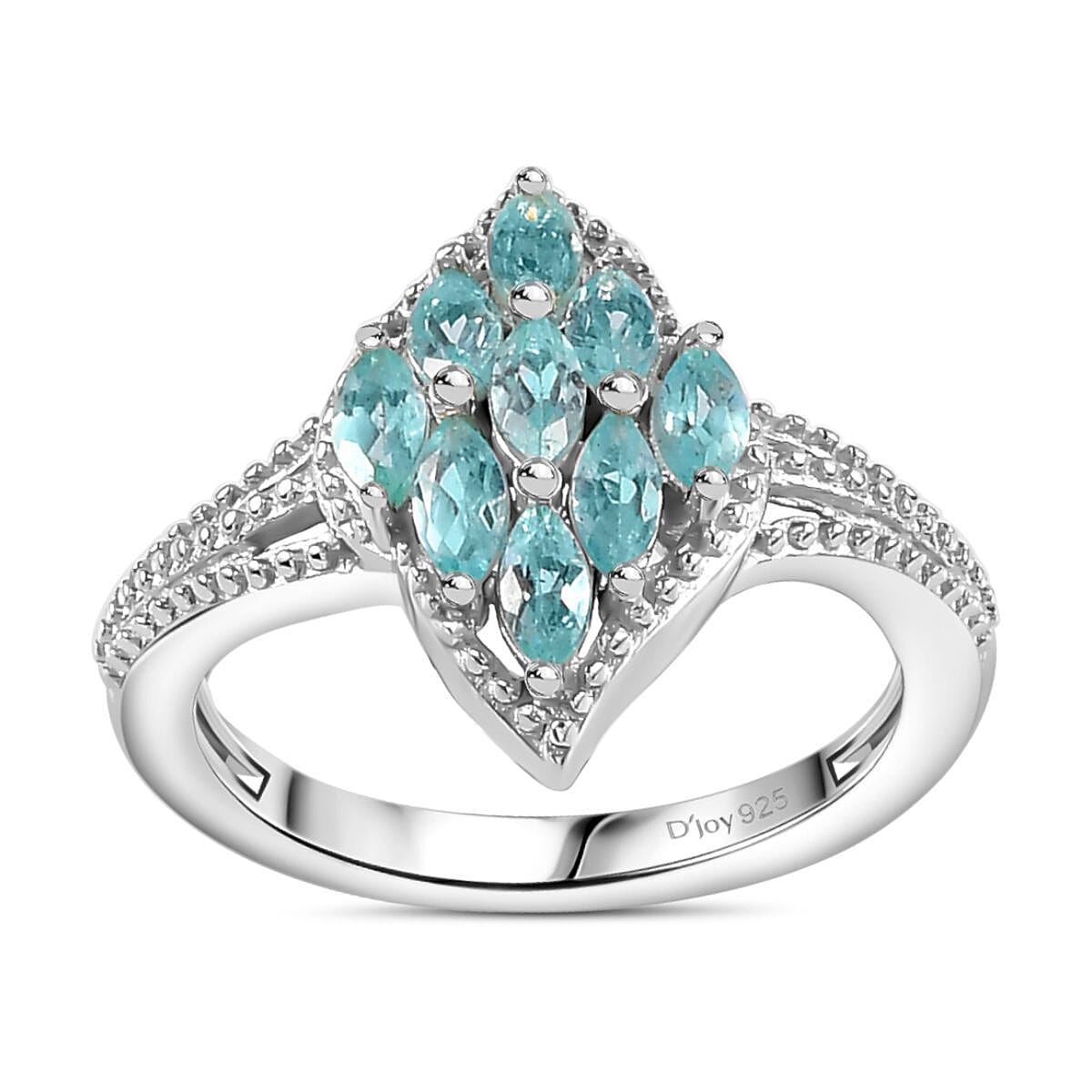 Betroka Blue Apatite Ring (Size 8.0) and Pendant in Rhodium Over Sterling Silver with Stainless Steel Necklace 20 Inches 1.70 ctw image number 3