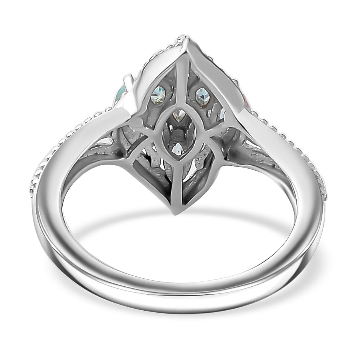 Betroka Blue Apatite Ring (Size 8.0) and Pendant in Rhodium Over Sterling Silver with Stainless Steel Necklace 20 Inches 1.70 ctw image number 5