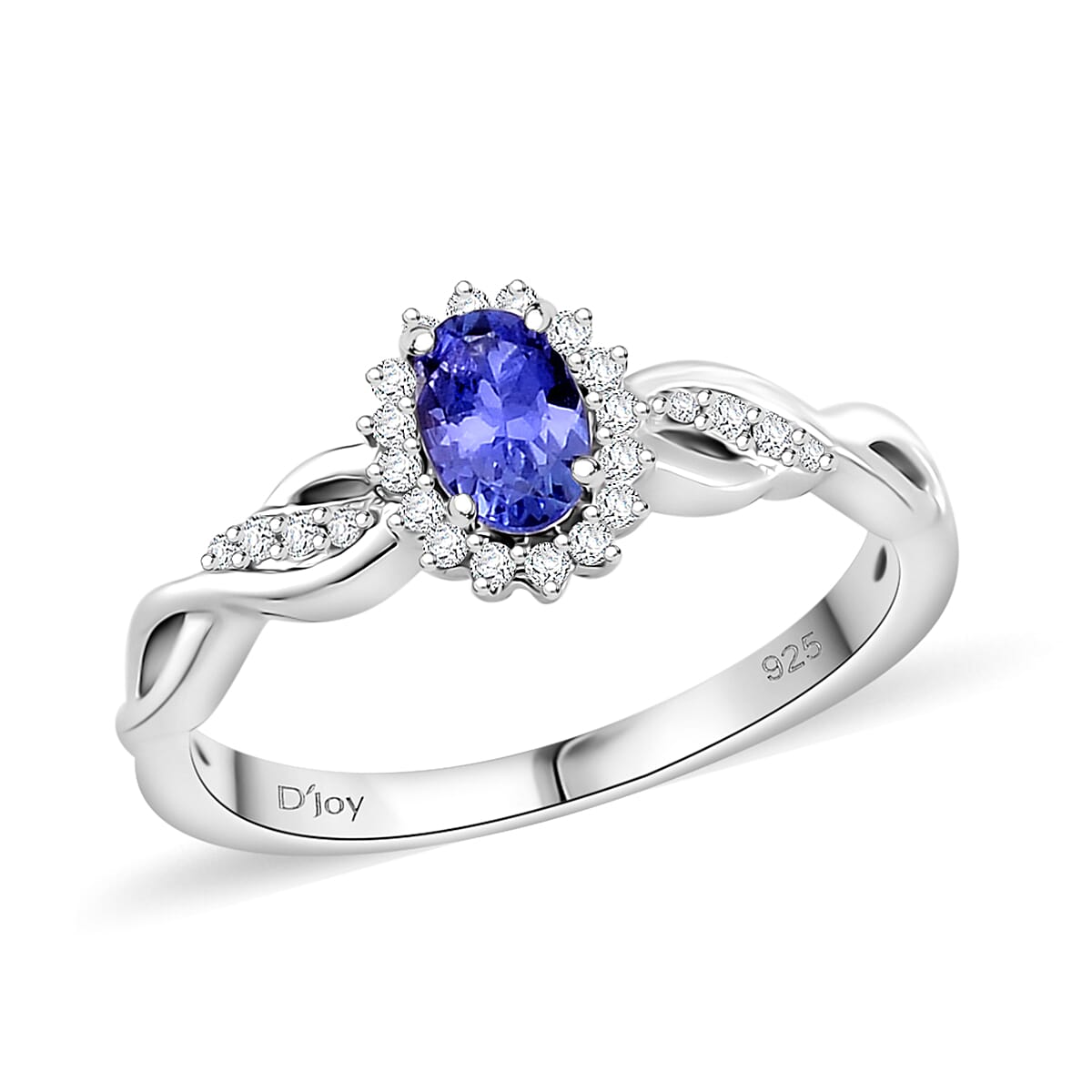 Tanzanite and White Zircon 1.35 ctw Infinity Glow Ring (Size 5.0) and Pendant in Rhodium Over Sterling Silver