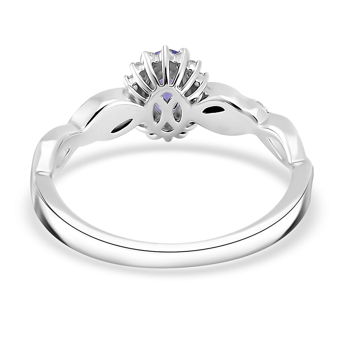 Tanzanite and White Zircon 1.35 ctw Infinity Glow Ring (Size 5.0) and Pendant in Rhodium Over Sterling Silver