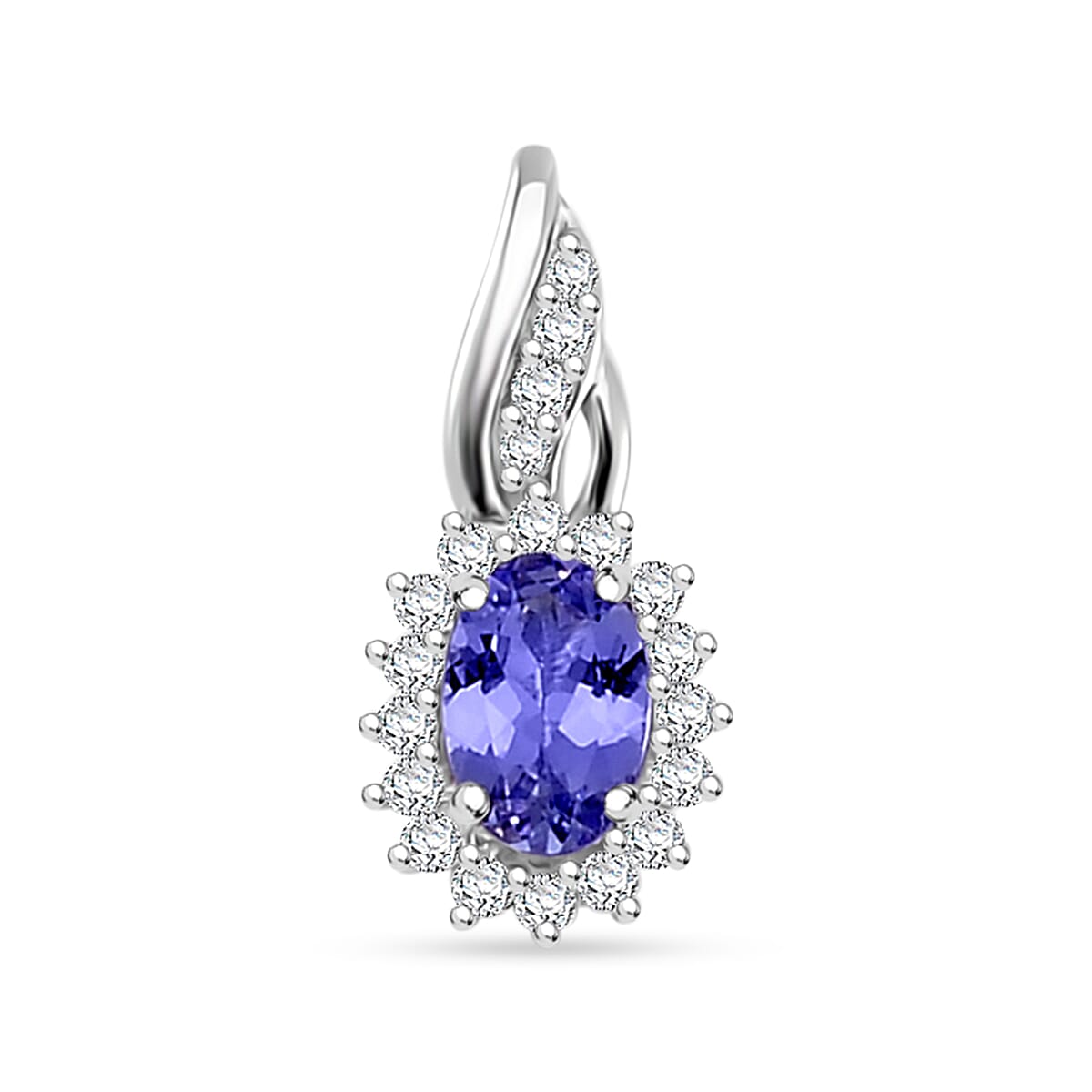Tanzanite and White Zircon 1.35 ctw Infinity Glow Ring (Size 5.0) and Pendant in Rhodium Over Sterling Silver