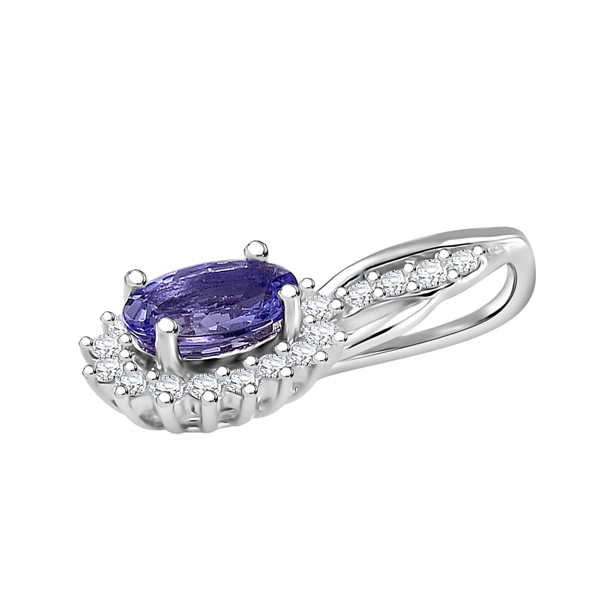Tanzanite and White Zircon 1.35 ctw Infinity Glow Ring (Size 5.0) and Pendant in Rhodium Over Sterling Silver