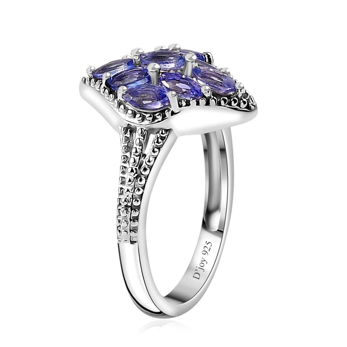 Tanzanite Ring (Size 8.0) and Pendant in Rhodium Over Sterling Silver with Stainless Steel Necklace 20 Inches 1.60 ctw image number 4