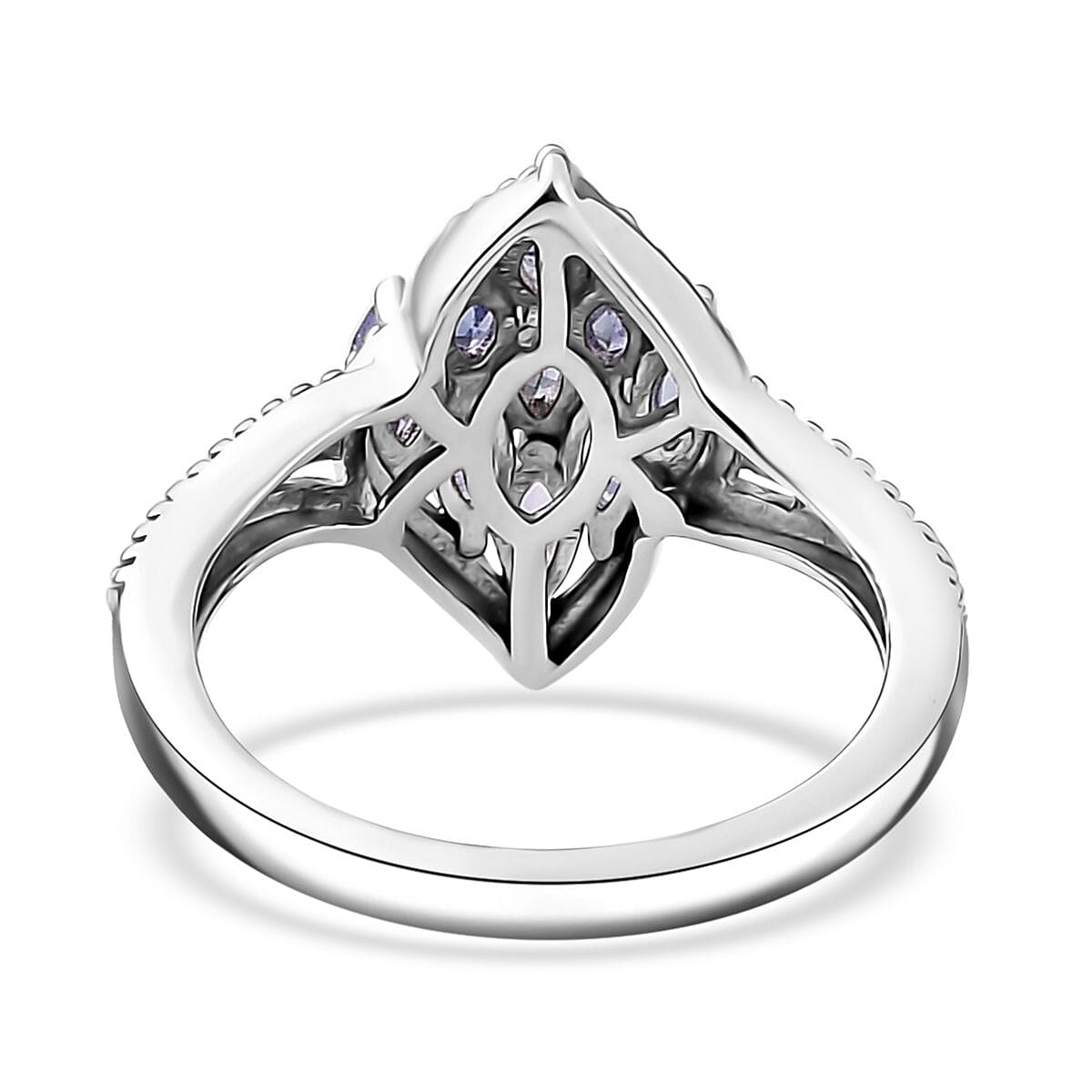 Tanzanite Ring (Size 9.0) and Pendant in Rhodium Over Sterling Silver with Stainless Steel Necklace 20 Inches 1.60 ctw image number 5