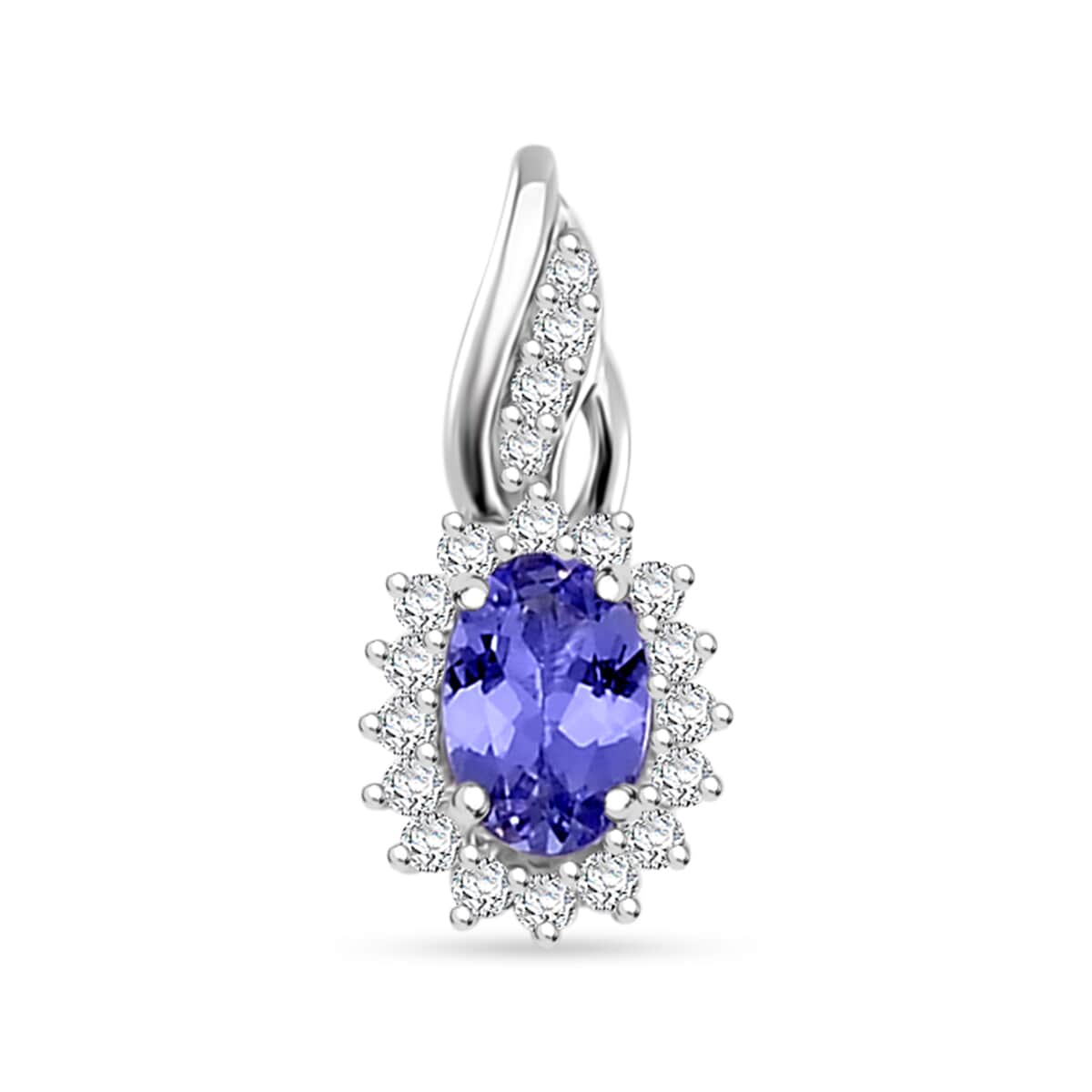 Tanzanite and White Zircon 1.35 ctw Infinity Glow Ring (Size 6.0) and Pendant in Rhodium Over Sterling Silver image number 5