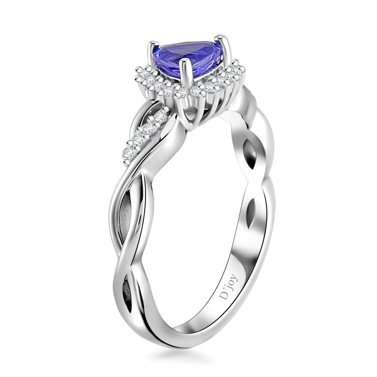 Tanzanite and White Zircon 1.20 ctw Infinity Glow Ring (Size 7.0) and Pendant without Chain in Rhodium Over Sterling Silver image number 3