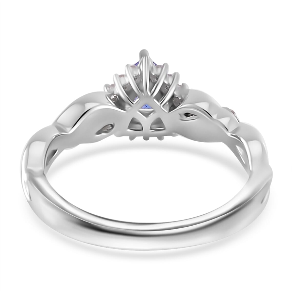 Tanzanite and White Zircon 1.20 ctw Infinity Glow Ring (Size 7.0) and Pendant without Chain in Rhodium Over Sterling Silver image number 4