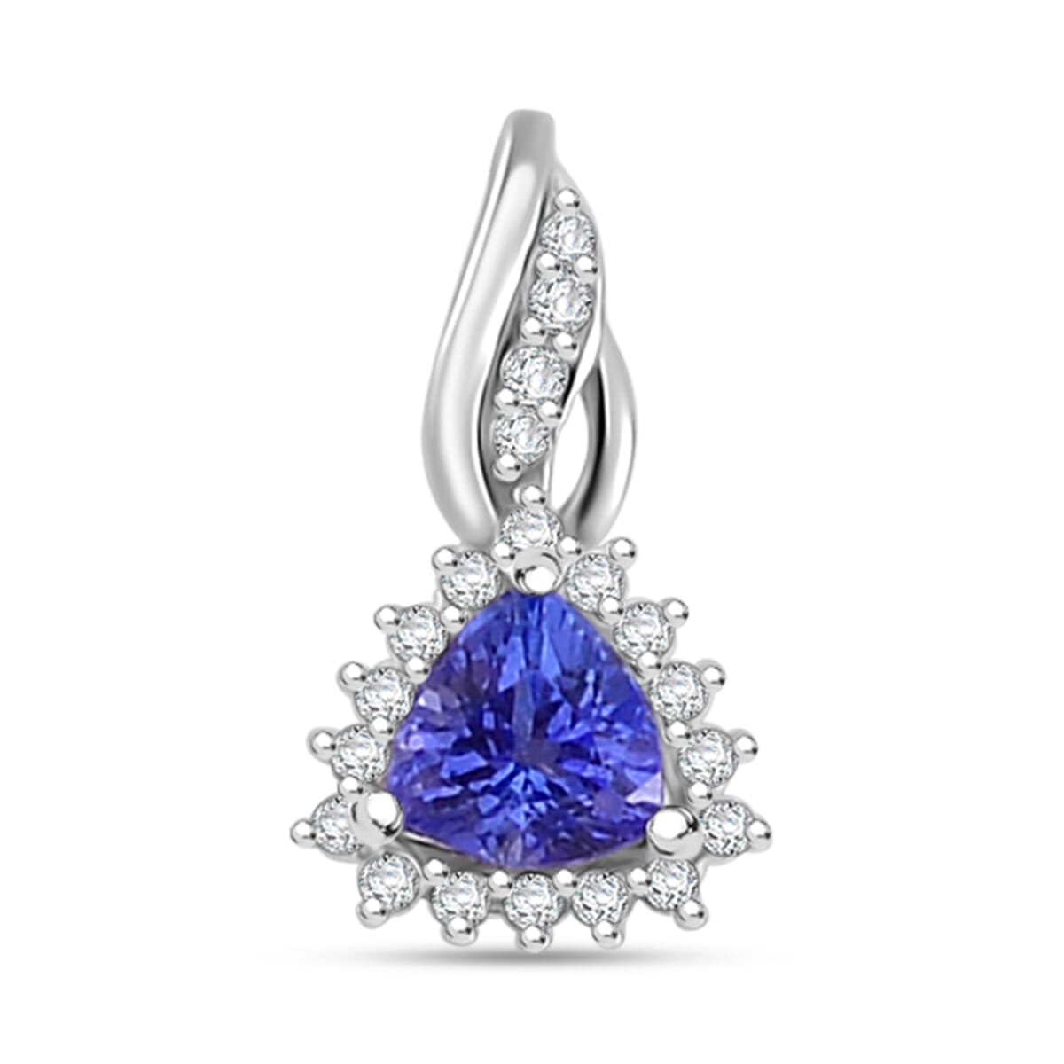 Tanzanite and White Zircon 1.20 ctw Infinity Glow Ring (Size 7.0) and Pendant without Chain in Rhodium Over Sterling Silver image number 5