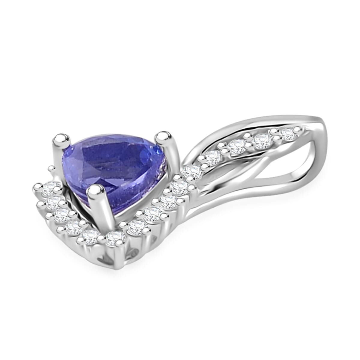 Tanzanite and White Zircon 1.20 ctw Infinity Glow Ring (Size 7.0) and Pendant without Chain in Rhodium Over Sterling Silver image number 6