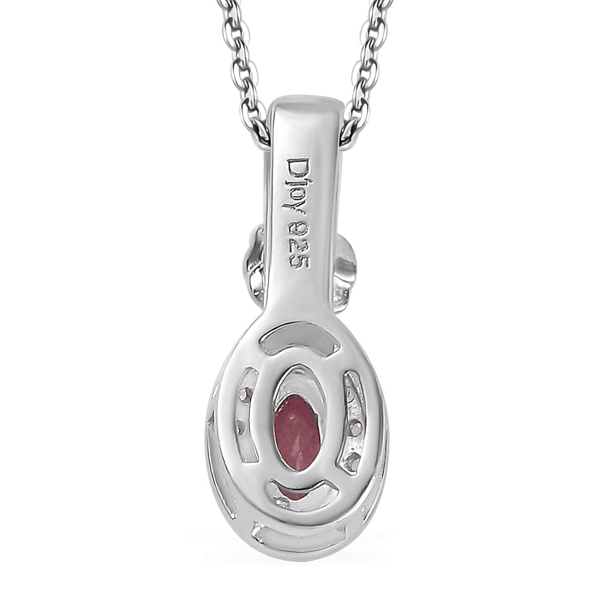 Narsipatnam Pink Spinel and White Zircon Rose Flower Pendant Necklace 20 Inches in 18K Vermeil RG and Rhodium Over Sterling Silver 0.40 ctw