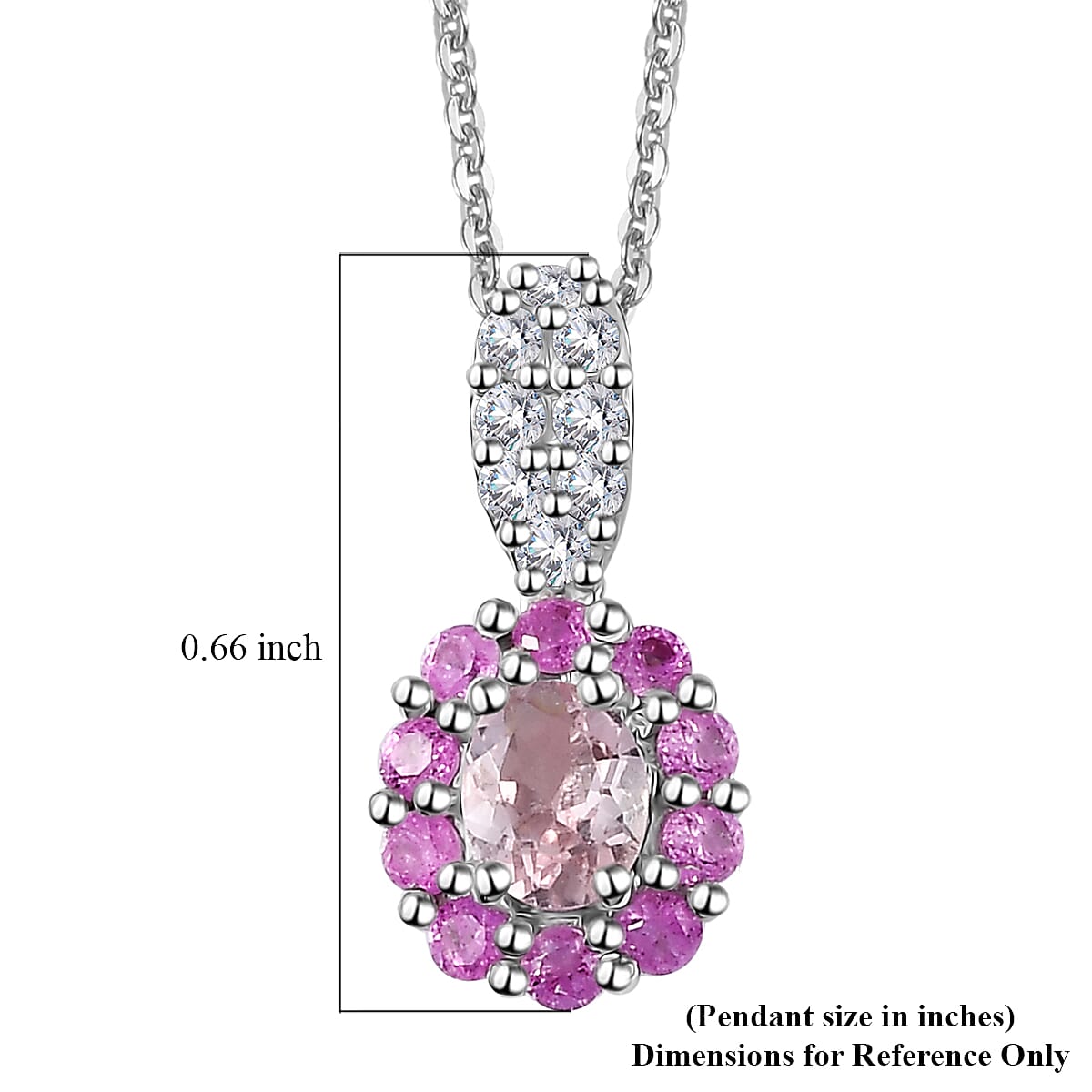 Narsipatnam Pink Spinel and Multi Gemstone Pendant Necklace 20 Inches in Rhodium Over Sterling Silver 1.00 ctw