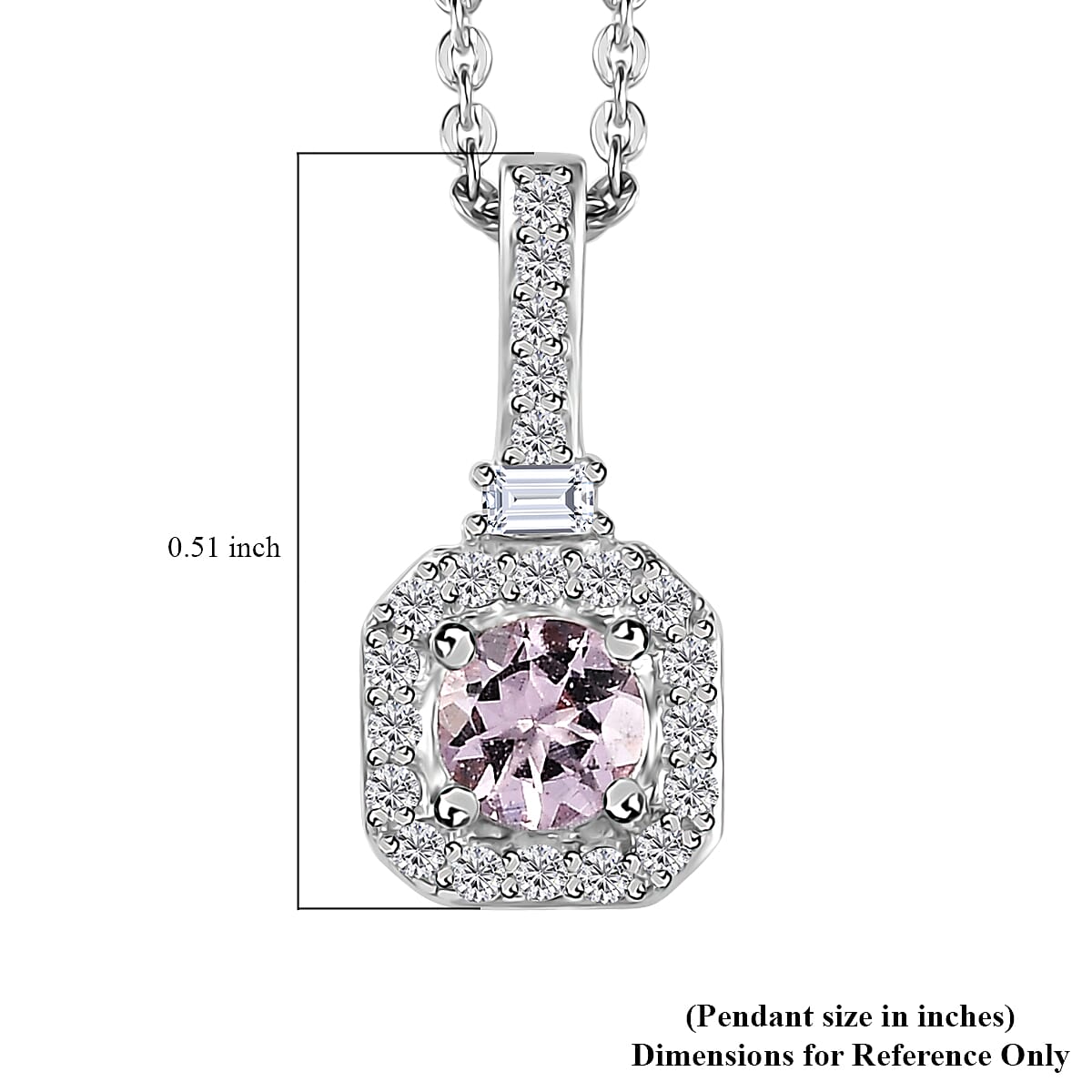 Narsipatnam Pink Spinel and White Zircon Pendant Necklace 20 Inches in Rhodium Over Sterling Silver 0.50 ctw