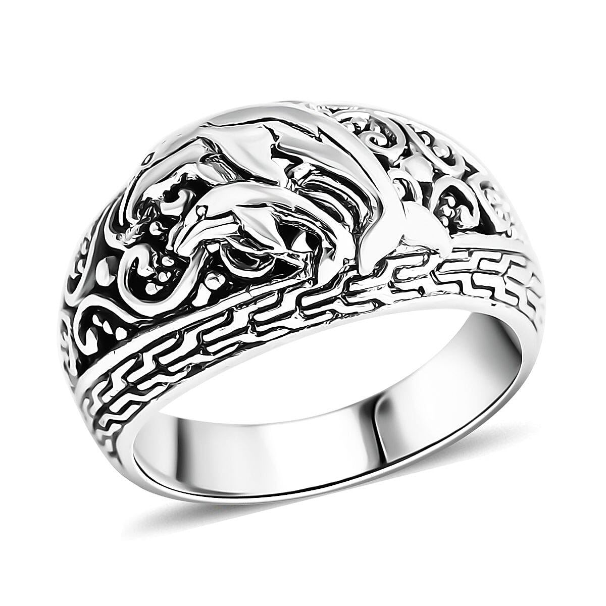 Bali Legacy Sterling Silver Dolphin Ring (Size 6.0) and Earrings 16.60 Grams image number 2