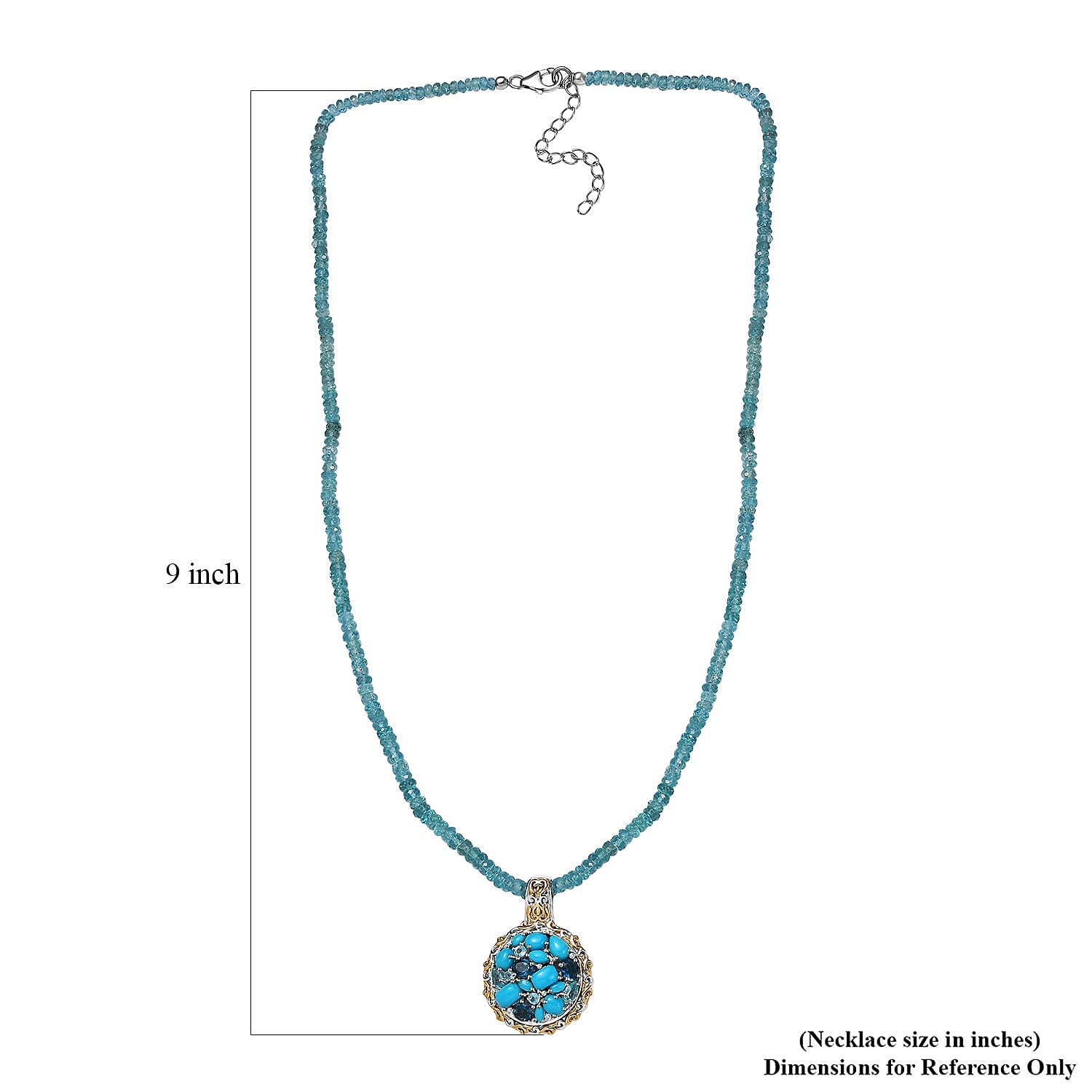 Sleeping Beauty Turquoise and Multi Gemstone Cocktail Pendant with Beaded Necklace 20In in 18K Vermeil YG and Rhodium Over Sterling Silver 75.15 ctw