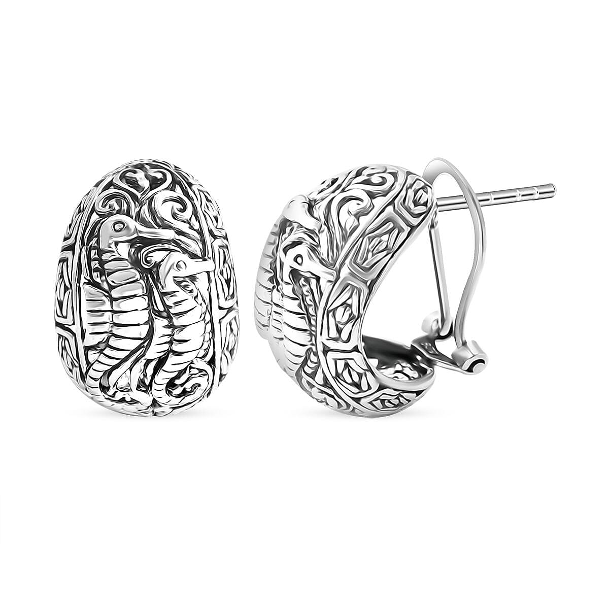 Bali Legacy Sterling Silver Seahorse Ring (Size 6.0) and Earrings 16.75 Grams image number 5