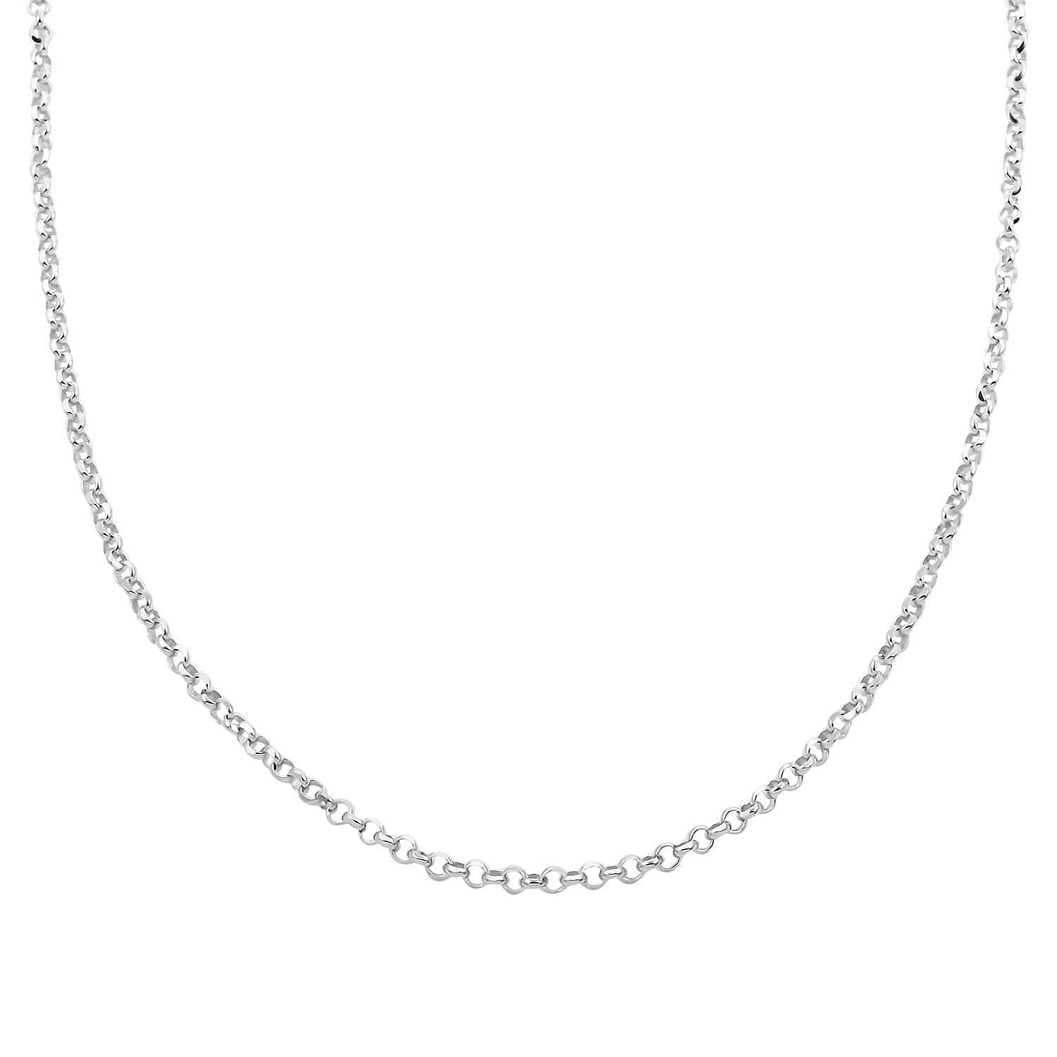 14K YRG and Rhodium Over Sterling Silver Set of 3 9mm Round Magnetic Lock with Lobster Clasp and 2pcs Flat Rolo Diamond-cut Chain Necklace (24 Inches) 32.80 Grams