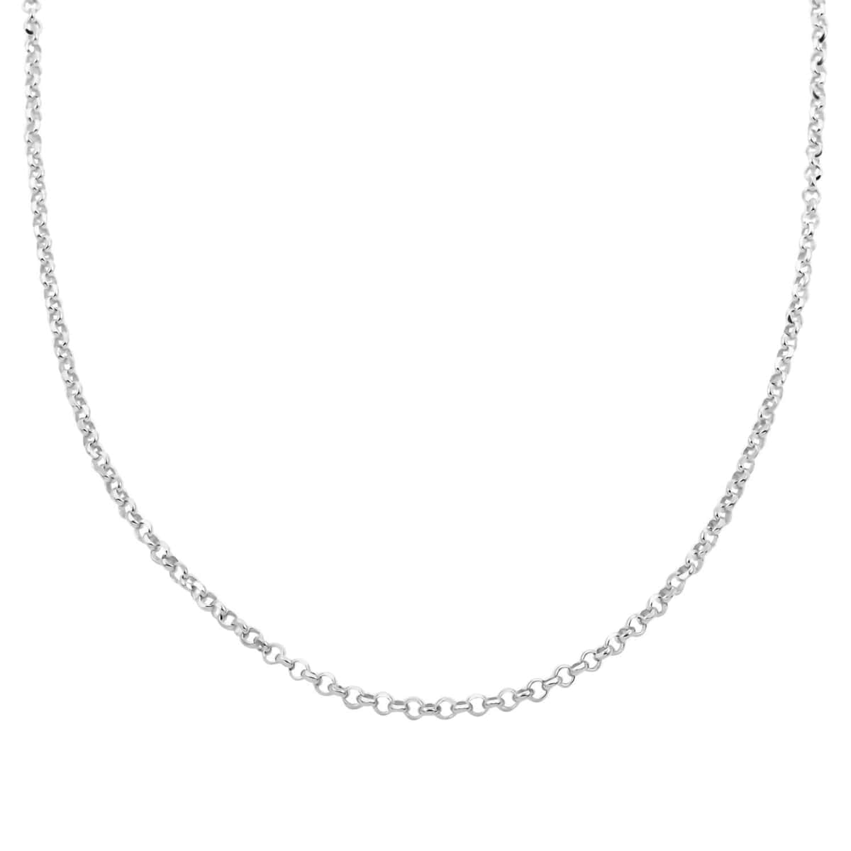 14K YRG and Rhodium Over Sterling Silver Set of 3 9mm Round Magnetic Lock with Lobster Clasp and 2pcs Flat Rolo Diamond-cut Chain Necklace (24 Inches) 32.80 Grams image number 5