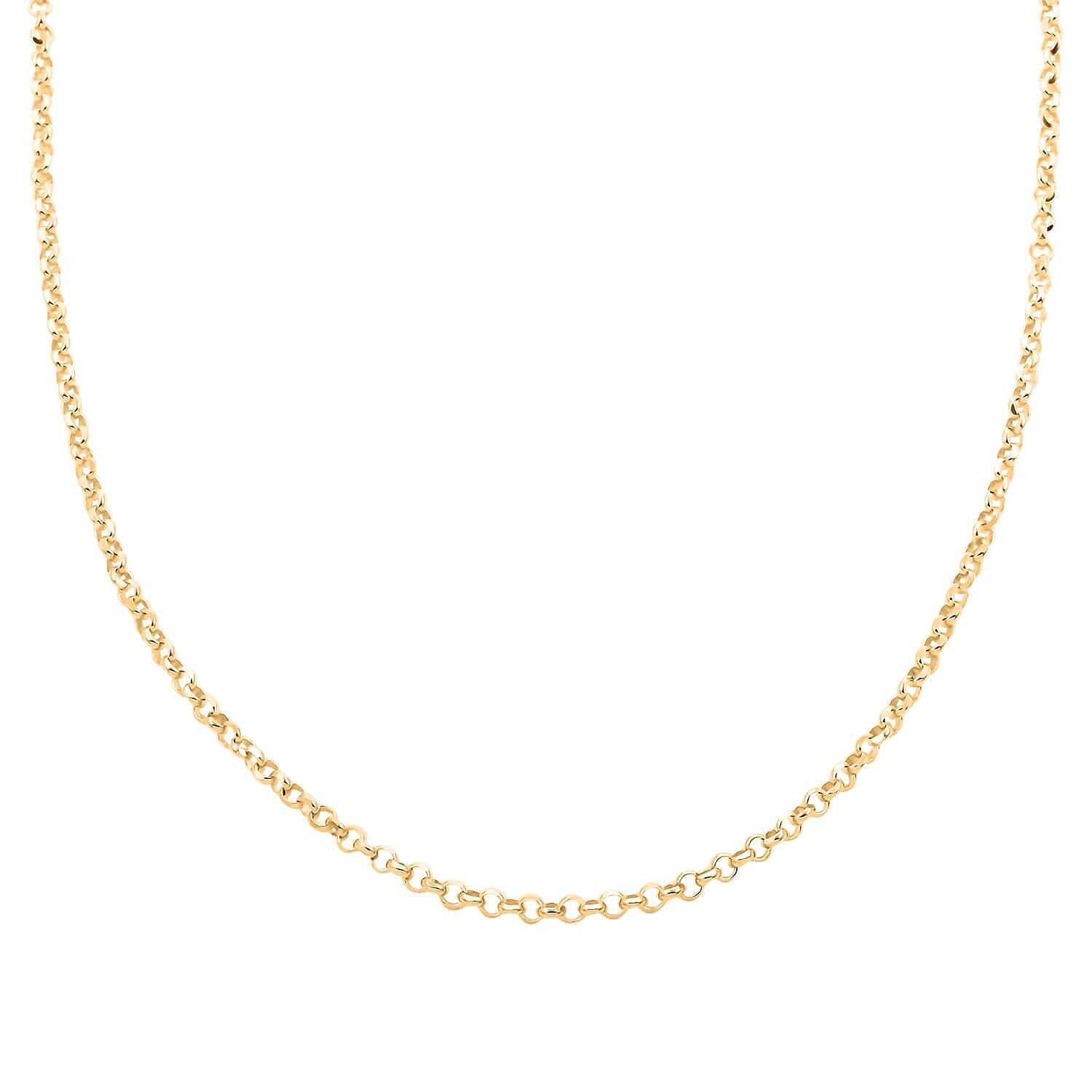 14K YRG and Rhodium Over Sterling Silver Set of 3 9mm Round Magnetic Lock with Lobster Clasp and 2pcs Flat Rolo Diamond-cut Chain Necklace (24 Inches) 32.80 Grams