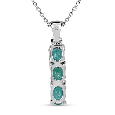 AAA Kagem Zambian Emerald 0.94 ctw Pendant Necklace in Rhodium Over Sterling Silver 20 Inches
