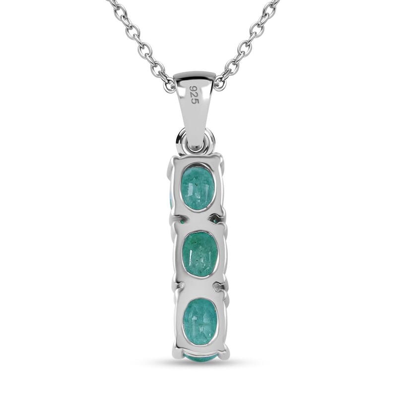 AAA Kagem Zambian Emerald 0.94 ctw Pendant Necklace in Rhodium Over Sterling Silver 20 Inches