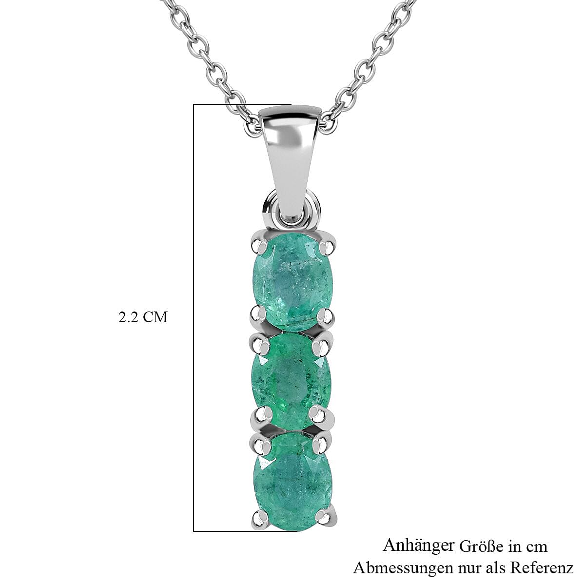 AAA Kagem Zambian Emerald 0.94 ctw Pendant Necklace in Rhodium Over Sterling Silver 20 Inches