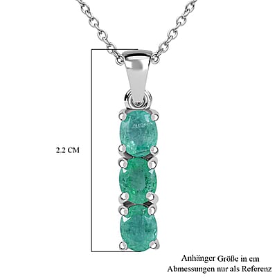 AAA Kagem Zambian Emerald 0.94 ctw Pendant Necklace in Rhodium Over Sterling Silver 20 Inches