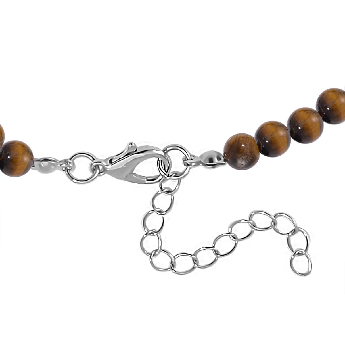 Tigers Eye 295.00 ctw Pendant with Beaded Necklace 18-20 Inches and Bracelet (8-10In) in Silvertone image number 6