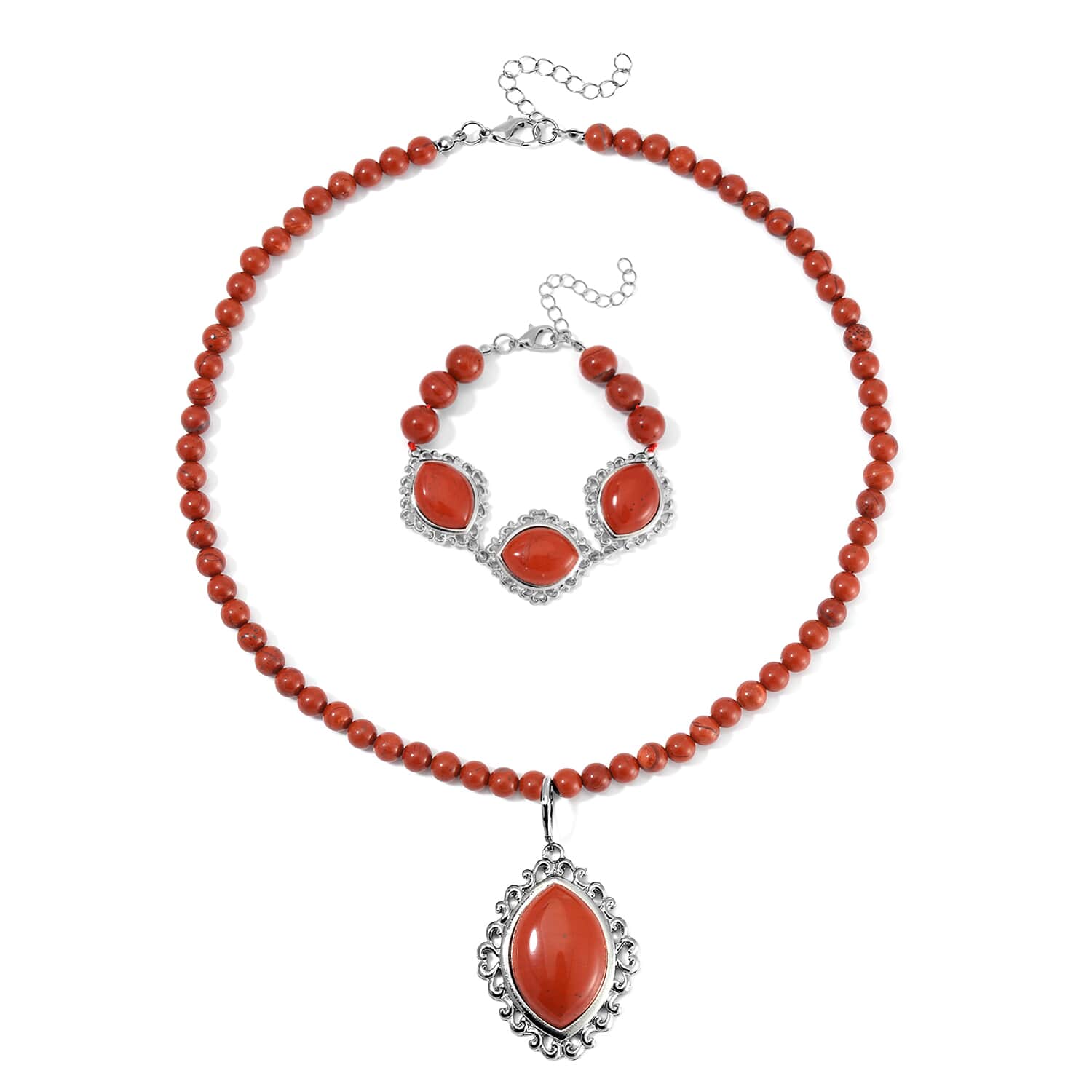 Red Jasper Beaded Necklace outlet & Earrings Set