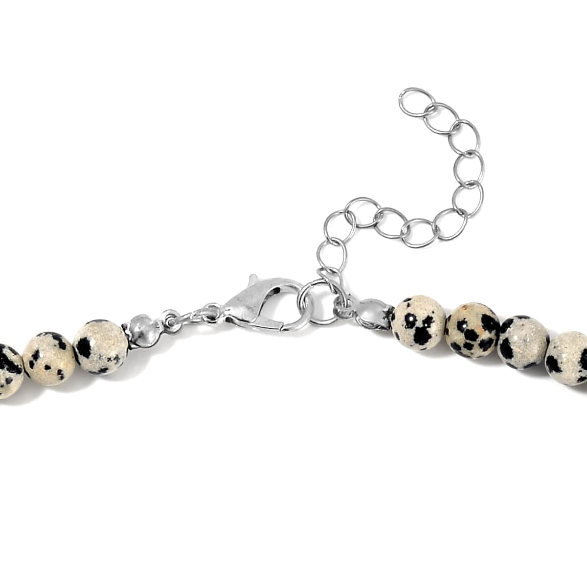 Dalmatian Jasper Pendant with Beaded Necklace 18-20 Inches and Bracelet (8-10In) in Silvertone 275.00 ctw image number 6