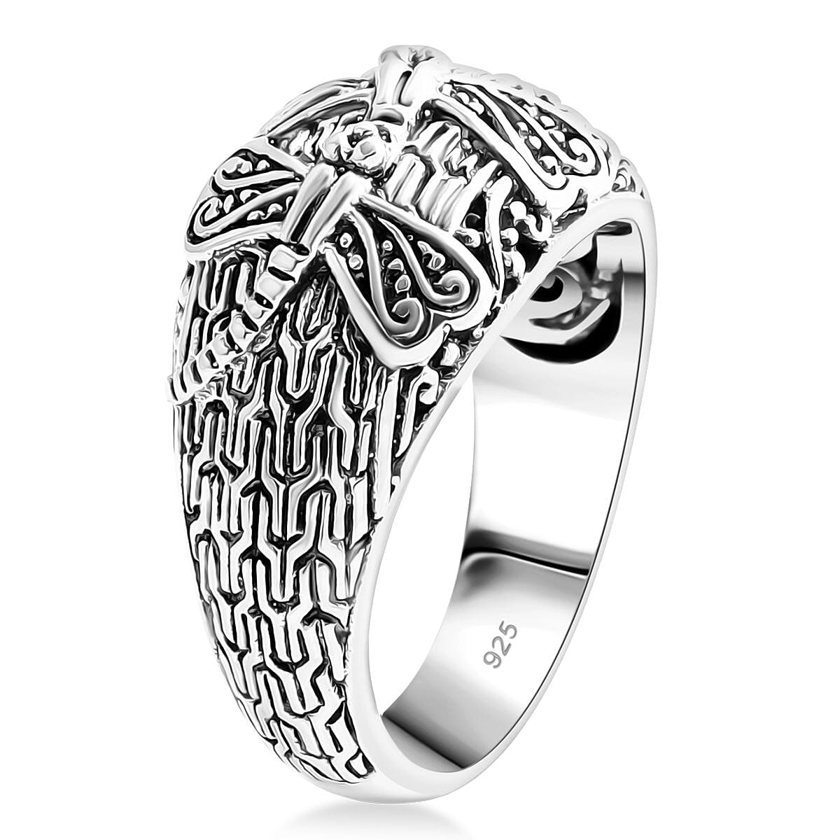 Bali Legacy Sterling Silver Dragonfly Ring (Size 6.0) and Earrings 17.40 Grams image number 3