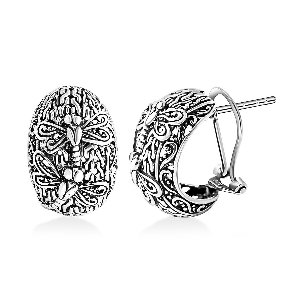 Bali Legacy Sterling Silver Dragonfly Ring (Size 6.0) and Earrings 17.40 Grams image number 5