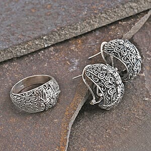 Bali Legacy Sterling Silver Dragonfly Ring (Size 7.0) and Earrings 17.40 Grams