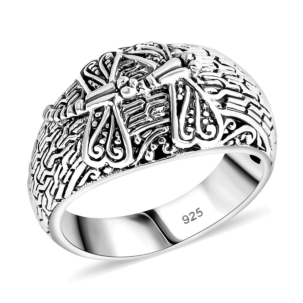 Bali Legacy Sterling Silver Dragonfly Ring (Size 7.0) and Earrings 17.40 Grams image number 2