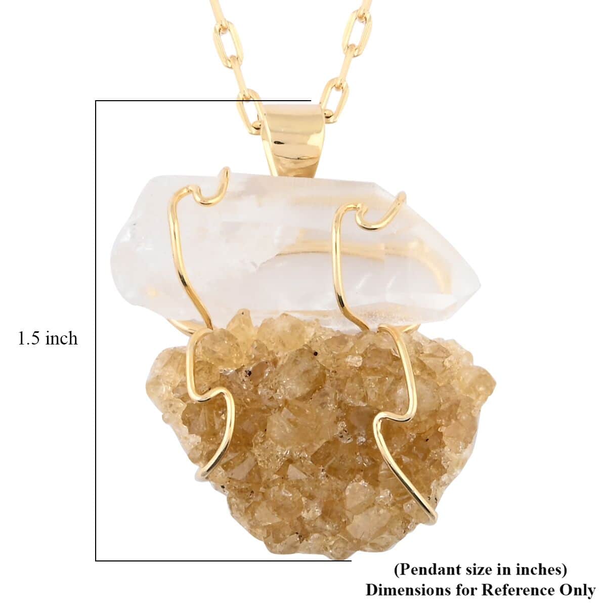 Colors of Brazil Crystal and Citrine Pendant Necklace 20 Inches in Goldtone 38.00 ctw image number 4