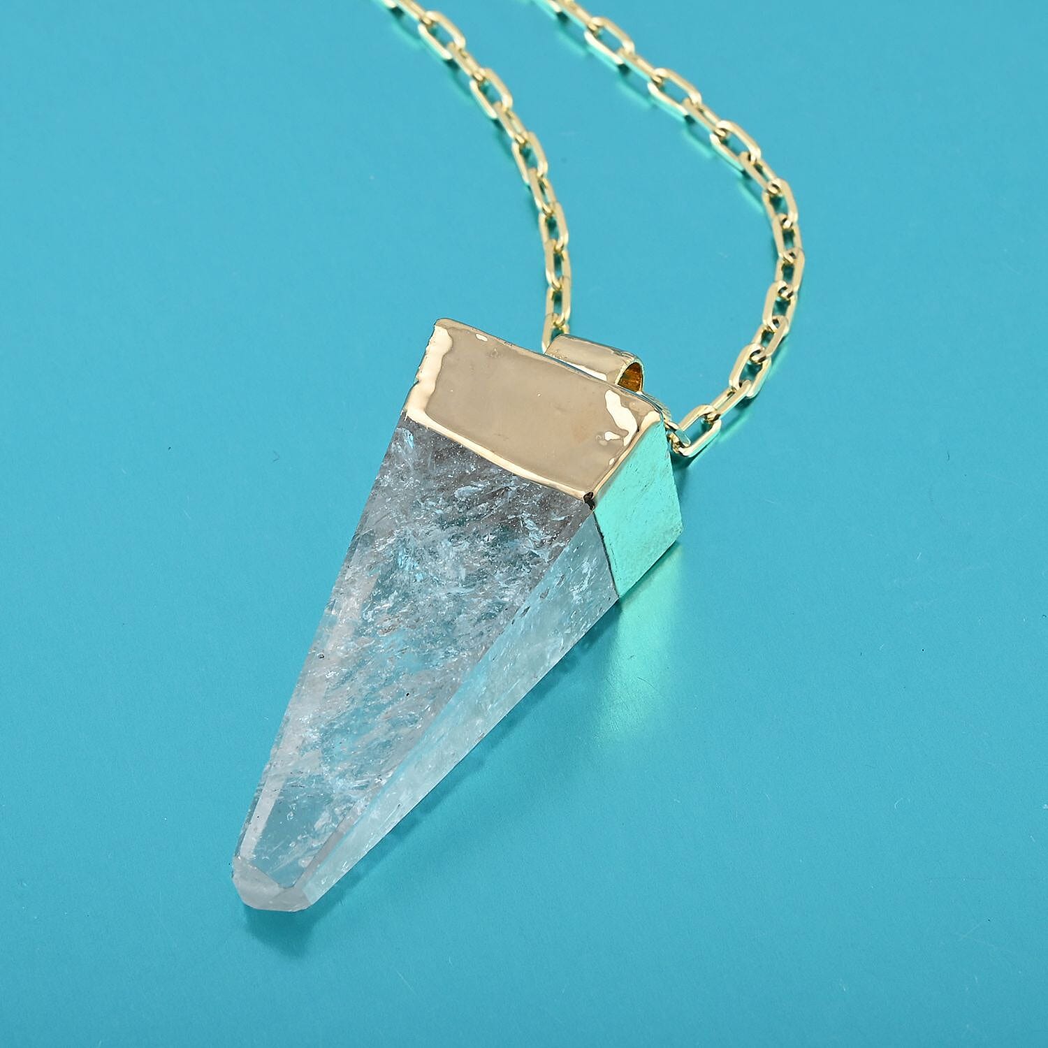 Colors of Brazil Crystal Pendant Necklace 16-20 Inches in Goldtone 48.00 ctw