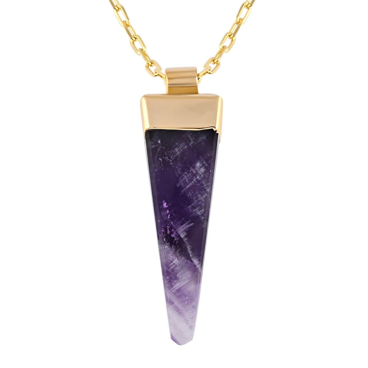 Colors of Brazil Amethyst Pendant Necklace 16-20 Inches in Goldtone 58.00 ctw image number 0