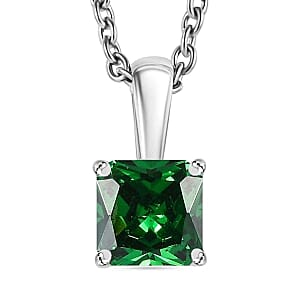 Simulated Diopside Color Diamond Ring (Size 8.0), 3.40 ctw Earrings and Pendant Necklace (20 Inches) in Stainless Steel